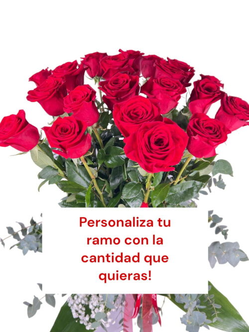Personaliza tu ramo. Aquí puedes personalizar y decidir la cantidad de rosas que quieres que tenga tu ramo, un ramo ideal para felicitar cumpleaños, aniversario, o porque hoy es hoy! solo tienes que escoger el número de rosas en el desplegable y listo!!